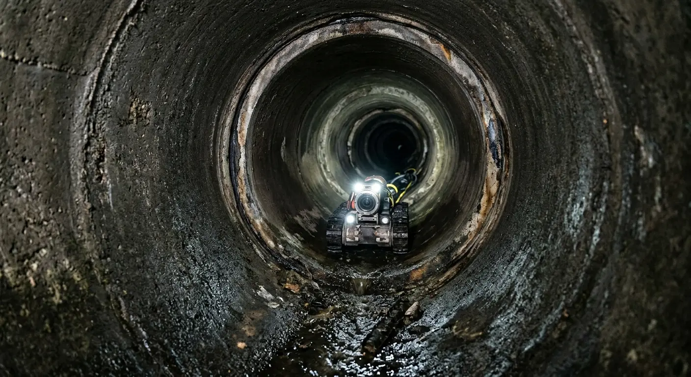 Robotic sewer camera inspecting pipe interior for Drain Snake Service in Garland